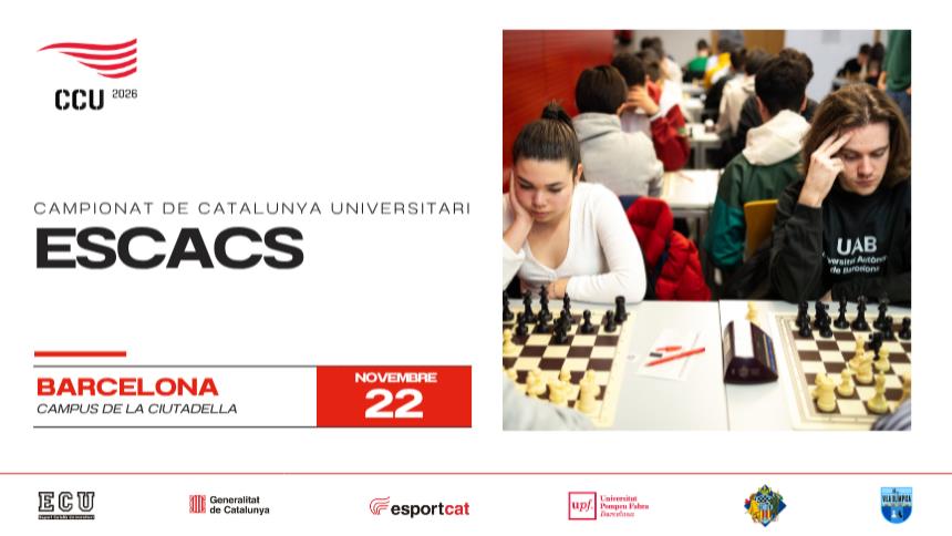 Ja pots inscriure’t en el Campionat de Catalunya Universitari d’Escacs 2025